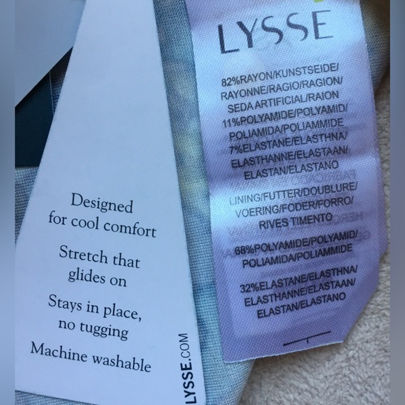 LYSSE’ Noche Pont Flare Dress, Size SMALL, Blue & Yellow Floral, Stretchy, NWT - Picture 9 of 10